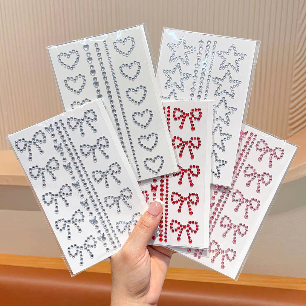Ins Bowknot Crystal Sticker สติ๊กเกอร์สมุดภาพ DIY บรรจุภัณฑ์ของขวัญ