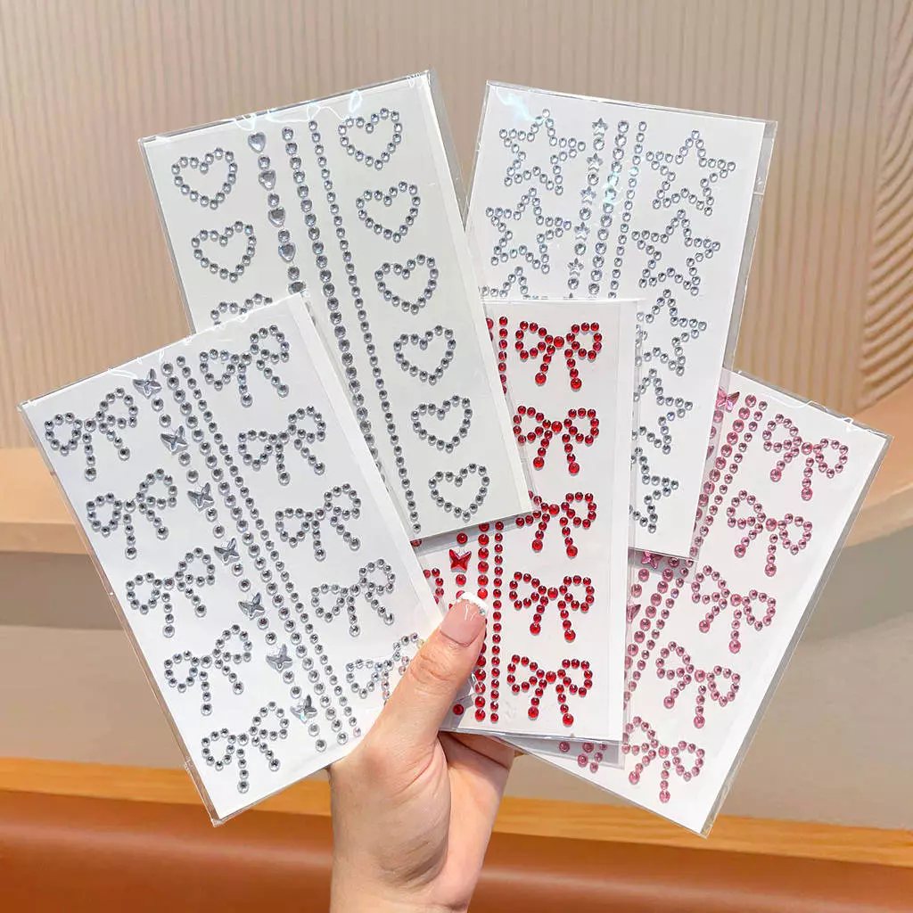 Ins Bowknot Crystal Sticker สติ๊กเกอร์สมุดภาพ DIY บรรจุภัณฑ์ของขวัญ