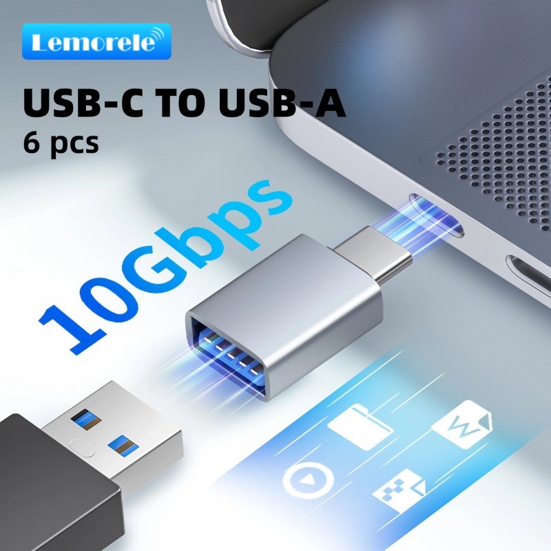 Lemorele ACS002A อะแดปเตอร์ OTG Type C ชายเป็น USB A 3.2 ตัวแปลงหญิง 10Gbps สําหรับแท็บเล็ต/โทรศัพท์/พีซี