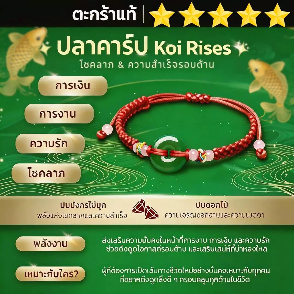 【COD】สินค้าแท้ -- กำไลปลาคาร์ป เสริมโชคลาภ การเงิน การงาน กำไลข้อมือเชือกถักพลังงานดี