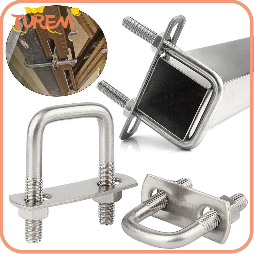 TUREM 2 ชุดแคลมป์สี่เหลี่ยม, ท่อเหล็ก U-bolt มุมขวา U-Clamp, สกรู M6 พร้อม Baffle Squa Bolt