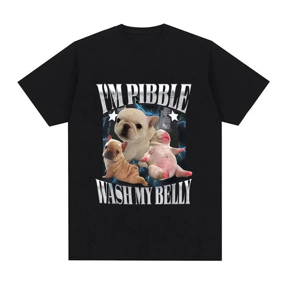 เสื้อยืดแขนสั้นเขมร ลายตลก Pibble Wash My Belly Dog Meme สไตล์ลำลอง ใส่ได้ทุกวัน