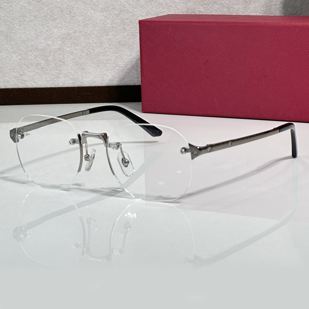 P PNXD Car * CT0459 Luxury Titanium Glasses Frameless Round Mens Glasses Vacation Cool Womens Glasse