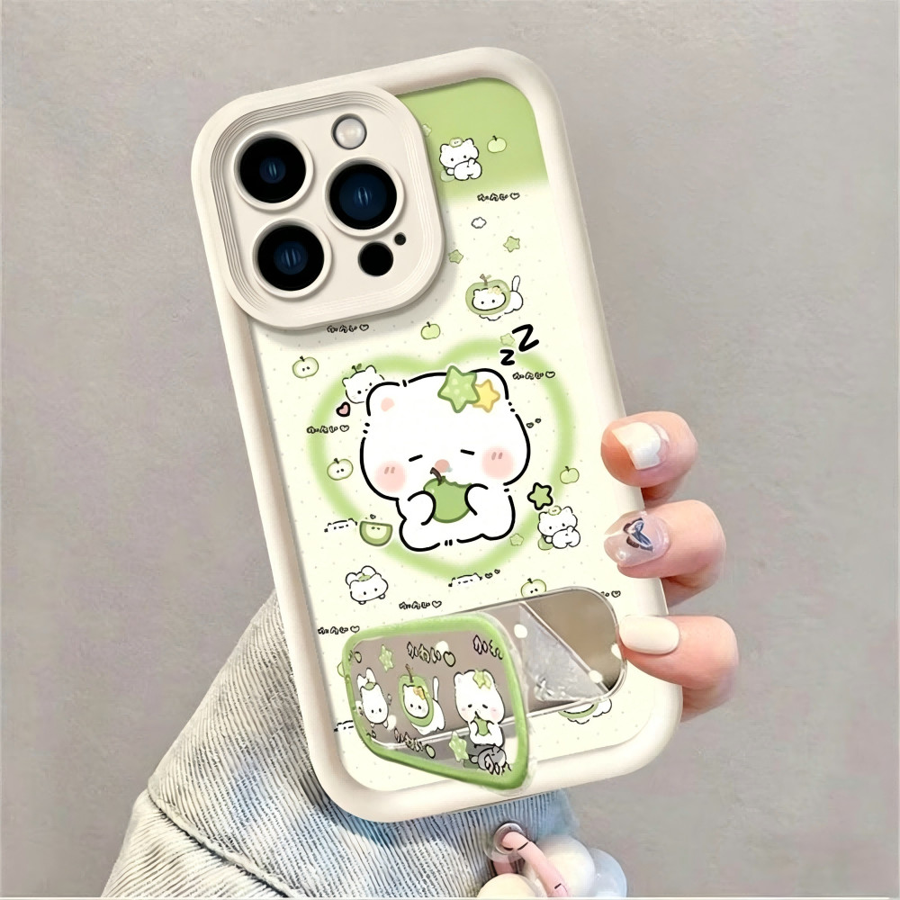การ์ตูนแมวกระจกผู้ถือเคสโทรศัพท์ที่มีเชือกมือสําหรับ Honor Play 10 X6D X8D X5C X8B X7D X6C X9C X7C X