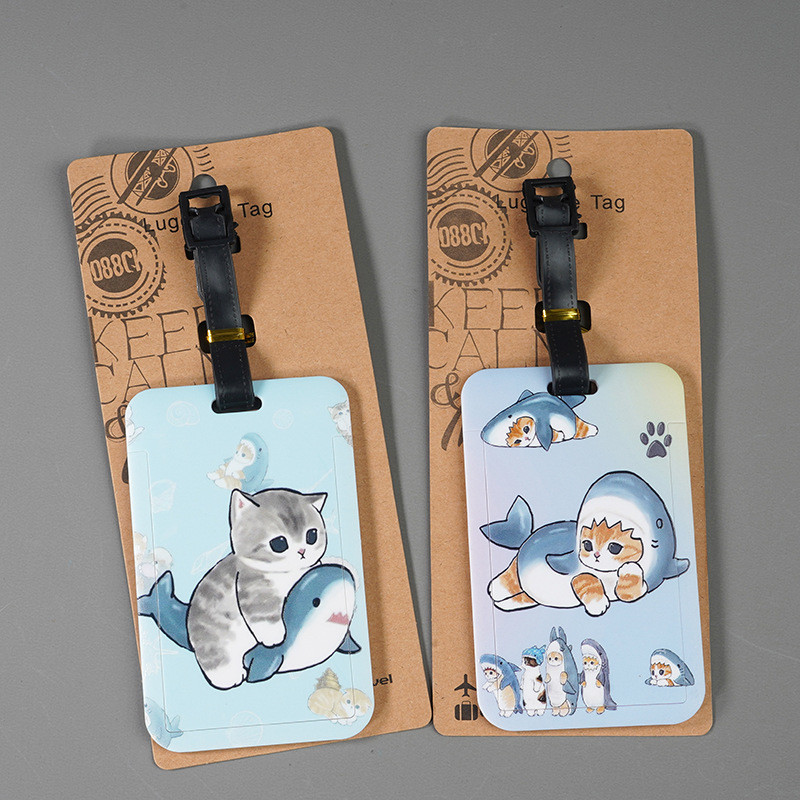 แท็กกระเป๋าเดินทาง ป้ายชื่อ Shark Cat Shark Baby ป้ายห้อยกระเป๋าเดินทาง 9FI8