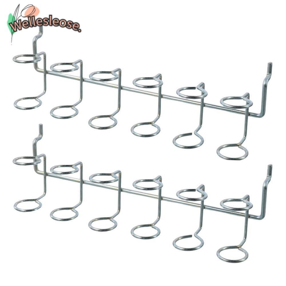 WELLE ตะขอ Pegboard เหล็กรีดเย็น ตะขอแขวนหกแหวนสีเงิน อุปกรณ์เสริม Pegboard