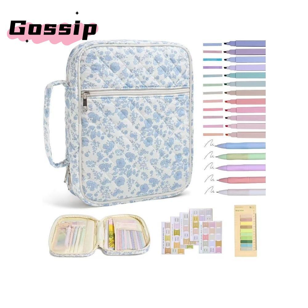 GOSSIP Bible Cover Bag,กระเป๋าซิป Handle Bible Cover , การออกแบบดอกไม้ Bible Journaling Kit สวดมนต์