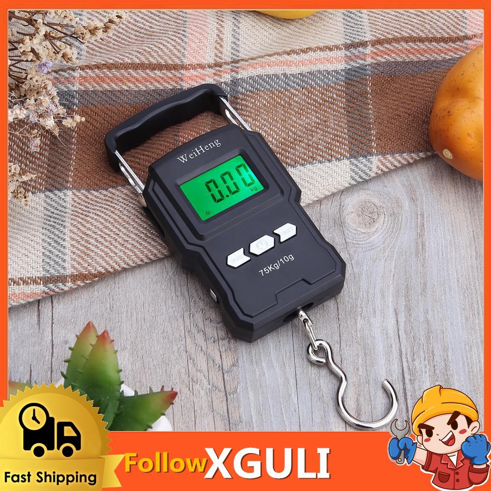 Xguli Xguli 75Kg/10g เครื่องชั่งน้ำหนักอิเล็กทรอนิกส์แบบพกพาดิจิตอลตกปลาไปรษณีย์ตะขอแขวนพร้อมเทปวัด
