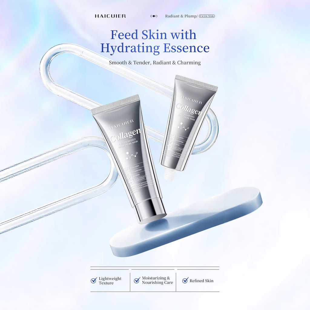 Haicuier คอลลาเจนออกซิเจนฉีด Luminous Mask Lifting Firming Moisturizing Smear ประเภท Peeling Mask h0