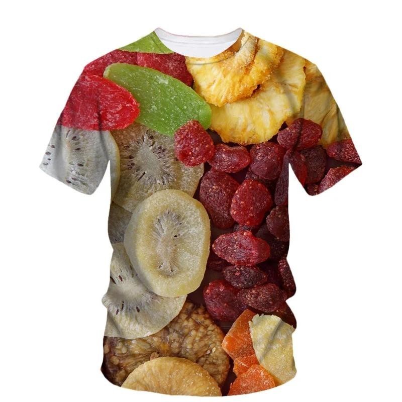 3d พิมพ์ถั่ววอลนัท T เสื้อสําหรับชายฤดูร้อนบุคลิกภาพอาหารผลไม้แห้งรูปแบบ Tees แฟชั่นขนาดใหญ่ O-คอแขน