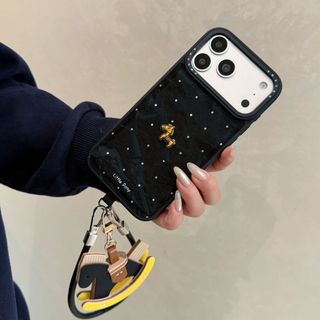 Premium Velvet phone Case 3D Golden Horse Suitable for Apple iPhone 17 Pro Max Polka Dot 16 15 14 promax pro protective case