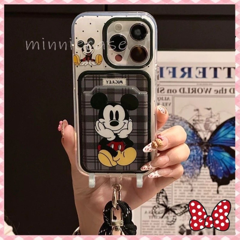🖤เข้ากันได้กับ IPhone 17air 11 16 13 15 14 12 Pro Max 7 8 Plus XR X XS Max SE 2020 เคสลายการ์ตูนมิกกี้เม้าส์ลายสก็อตสีดำ