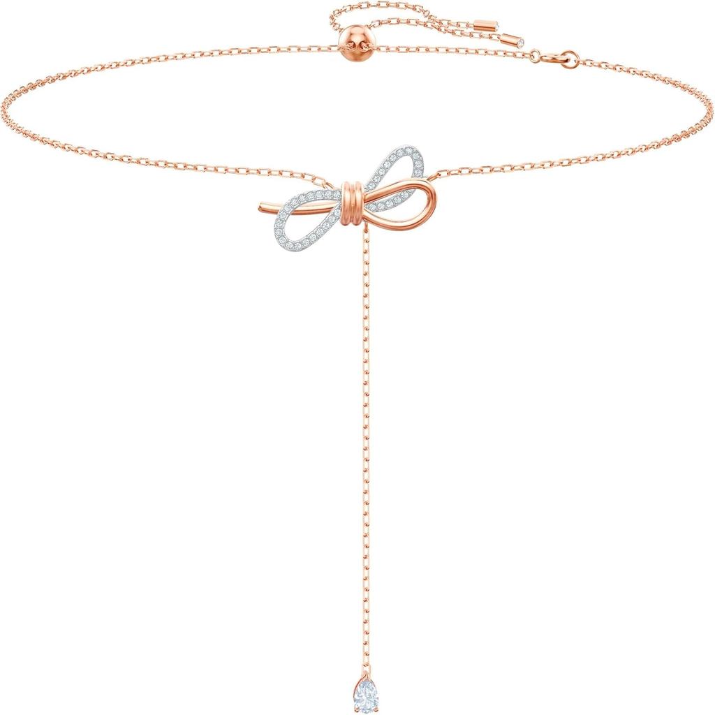 คอลเลกชันเครื่องประดับสร้อยคอและสร้อยข้อมือโบว์ Swarovski Lifelong คริสตัลใส โรเดียม ฟินิช AIU5