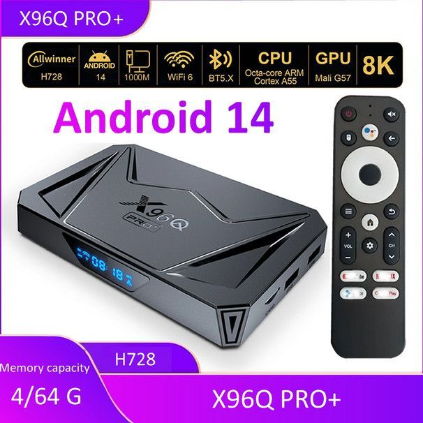 X96Q PRO+Quanzhi H728 Gigabit Android 14 wifi6 Media Player กล่องทีวีขายส่ง