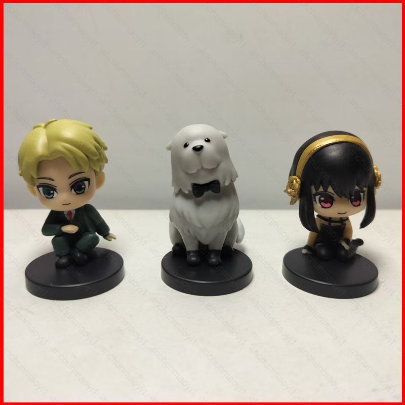 DC1 6pcs SPY x FAMILY Anya Forger Lloyd Forger Sit-Down Chibi Action Figure Collections เครื่องประดั