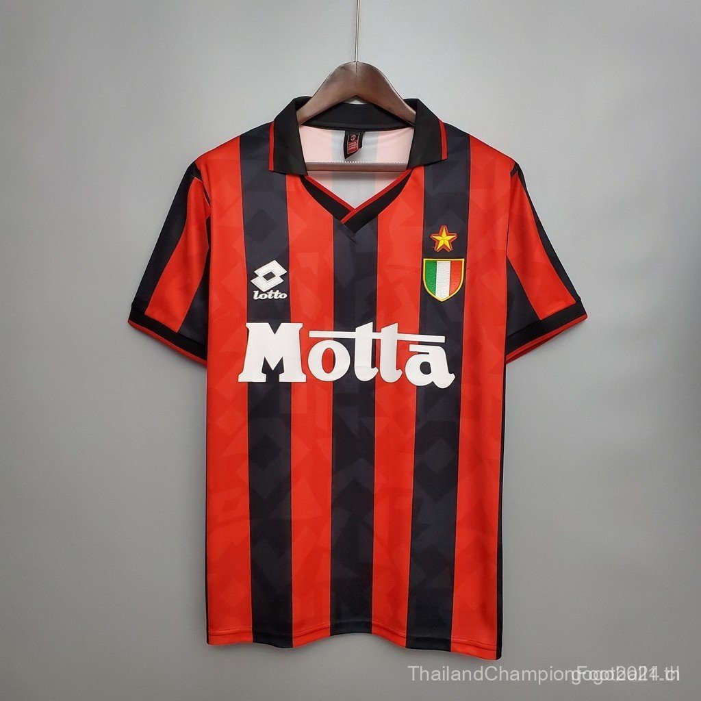 เสื้อฟุตบอล Retro AC Milan ออกแบบโดย Maldini และ Baresi คุณภาพสูง