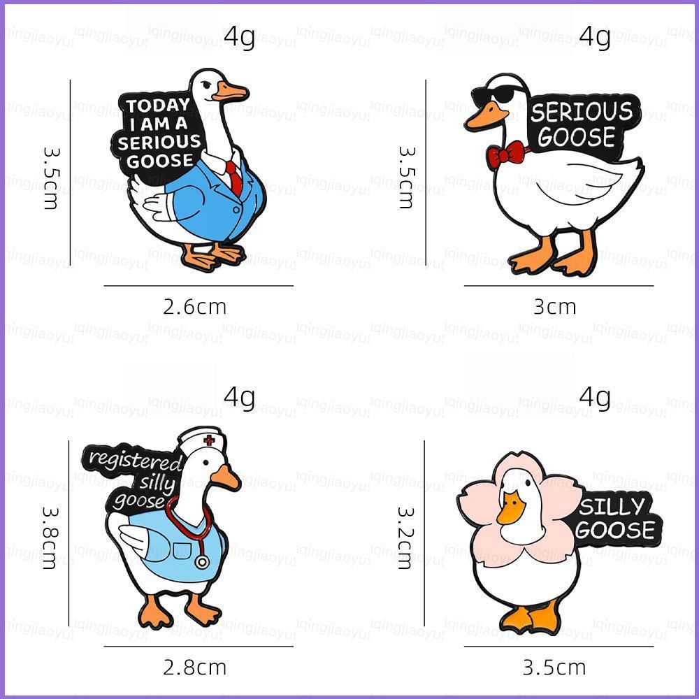 GQ9 Silly Goose ตลก Creative White Goose เข็มกลัดเคลือบหยดน้ํามันสังกะสีอัลลอยด์ Lapel Pin GQ9