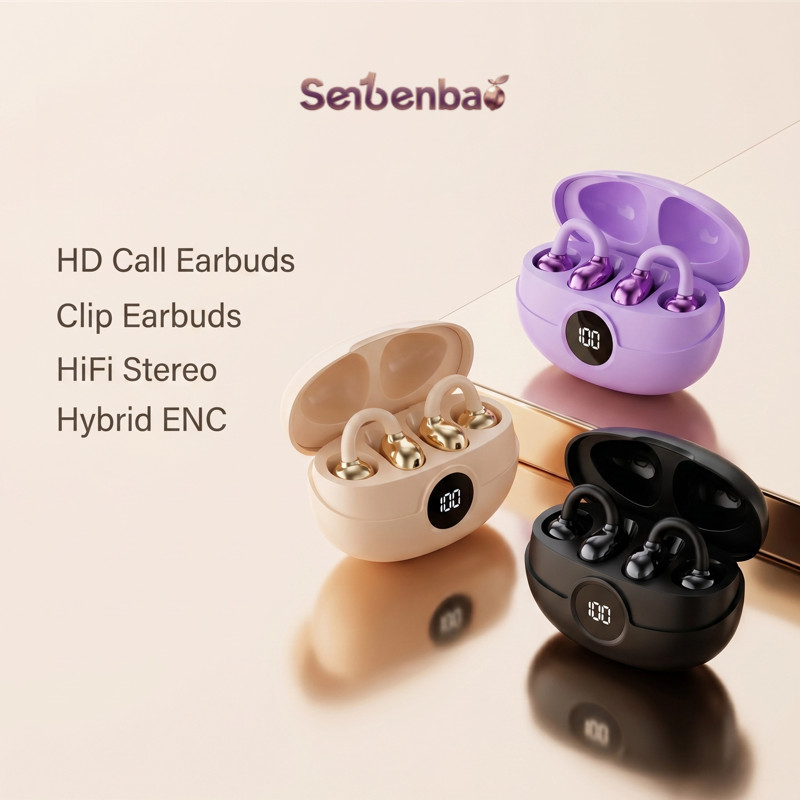Senbenbao B23 หูฟัง Clip-On หูฟังบลูทูธจอแสดงผล LED อายุการใช้งานแบตเตอรี่ยาวนาน IPX5 คลิปหูสําหรับวิ่งออกกําลังกาย