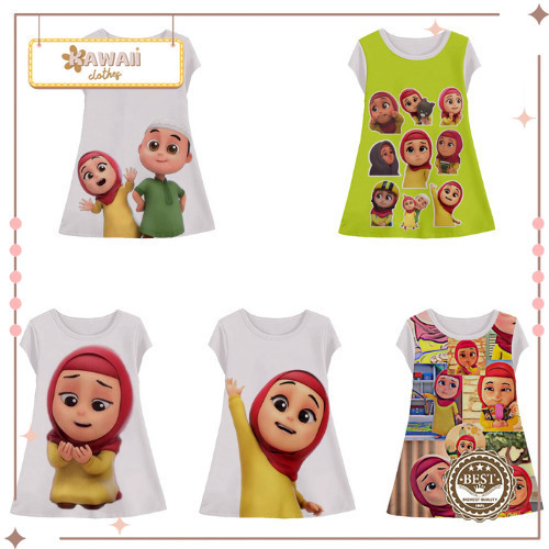 Nusarara Childrens Tunic Dress น่ารัก 3d Animation Nusara เสื้อผ้าเด็กผู้หญิง อายุ 1-12 ปี - Kawaii.