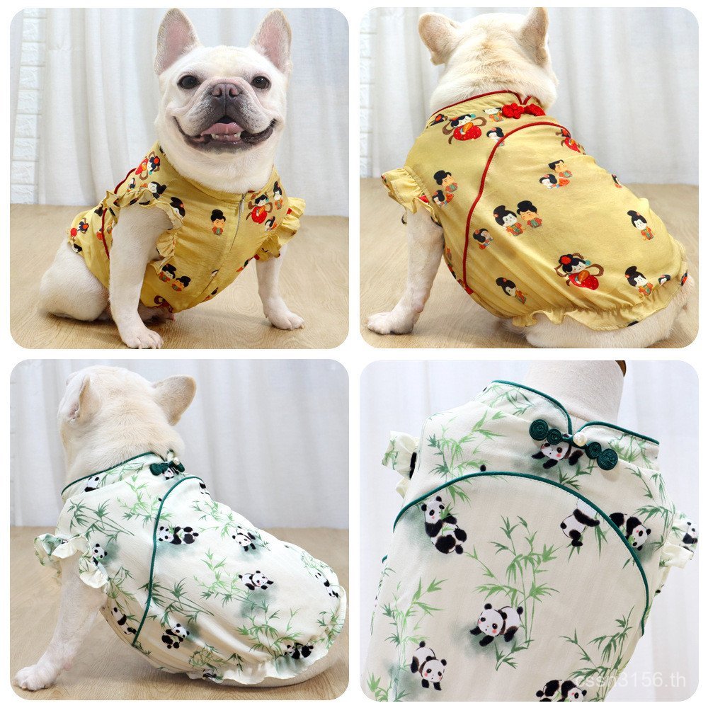 Retro อุปกรณ์สําหรับสัตว์เลี้ยงเครื่องแต่งกายใหม่จีนเสื้อผ้า French Bulldog สุนัข Cheongsam Pug สุนั