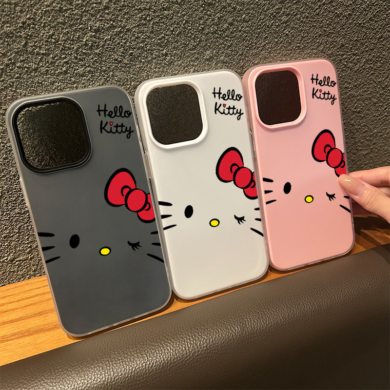 สต๊อกไทย สีเด่นเคสด้านครอบสองชั้นสีสัน For IPhone13 11 12 14 7 8 PLUS 15 16 17 Pro X XS XR XSMAX kitty ลวดลายน่ารัก ราคา ถูกที่สุด ดีลบีเคเค แกลเลอรีภาพที่ 3