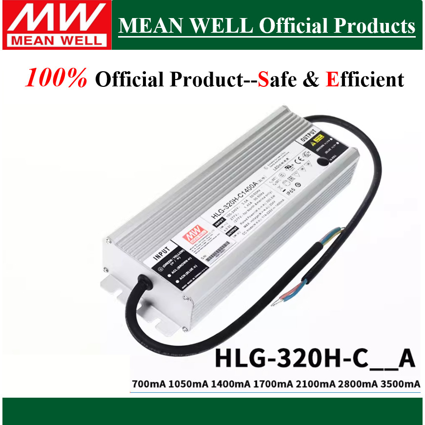 Original Mean Well HLG-320H-C700A HLG-320H-C1050A HLG-320H-C1400A HLG-320H-C1750A HLG-320H-C2800A HL