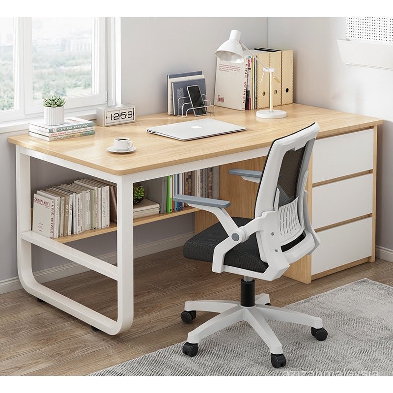 Home office desk computer study table with side bookshelf multi-purpose shelf table study desk writi