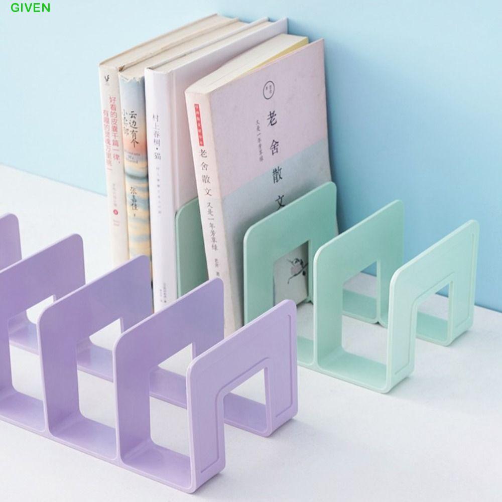GIVEN เดสก์ท็อป Bookends, ชั้นวางหนังสือที่ทนทาน Divider ขาตั้งหนังสือ, ผู้ถือหนังสือจอแสดงผลทนทาน 4