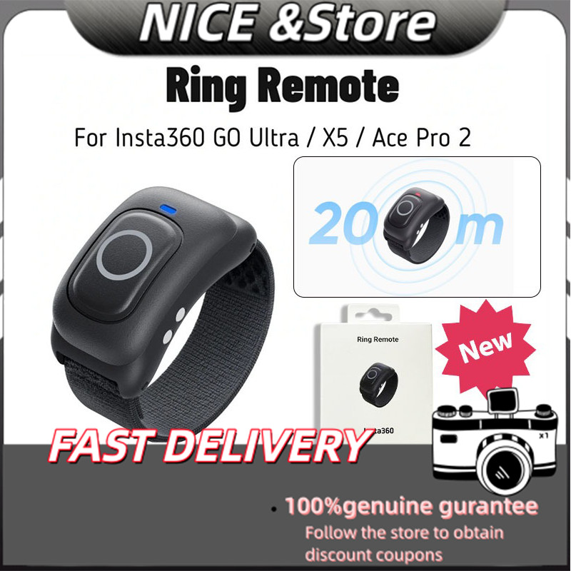 100% ใหม่ Insta360 รีโมทคอนโทรลแหวนบลูทูธการเชื่อมต่อ, IPX7 กันน้ําสําหรับ Insta360 X4 Air/GO Ultra/Insta360 X5/Insta360 Ace Pro 2 เดิม