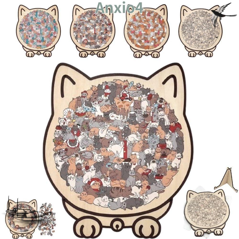 ANXIO4 ปริศนารูปแมวสี Morandi เครื่องประดับปริศนาแมว|Color Cat Wooden Jigsaw Puzzle, with Cat Silhou