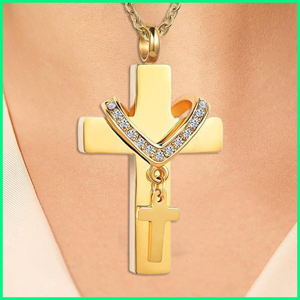 Urn สําหรับ Ashes สร้อยคออนุสรณ์ Ashes จี้ช่อง Cross Urn จี้สร้อยคอสําหรับ Cremation Rememembrance c