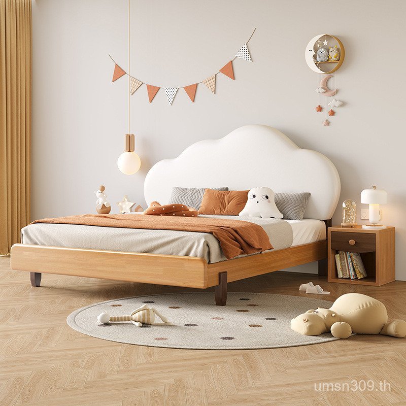Mi เตียงเด็ก Creative Boy 1.5 เตียงเจ้าหญิงไม้เนื้อแข็ง 1.2m โมเดิร์นเตียงเดี่ยว Cloud ชายหญิง JL9E