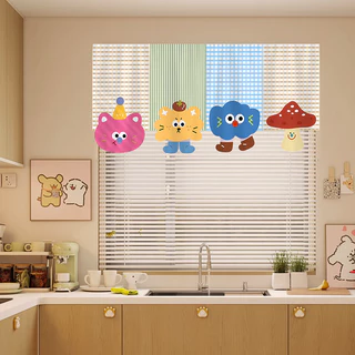 ผ้าม่านประตูแฟชั่นการ์ตูนพิมพ์ Self-Adhesive Dust-Proof ผ้าม่านสั้นตกแต่งบ้านสํานักงาน