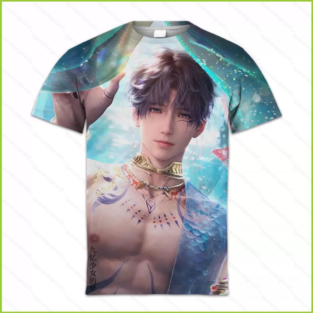 คอสเพลย์ PS2 Rafayel ฤดูร้อน 3D แขนสั้น เซตเสื้อกางเกงขาสั้นสำหรับคอสเพลย์อะนิเมะ