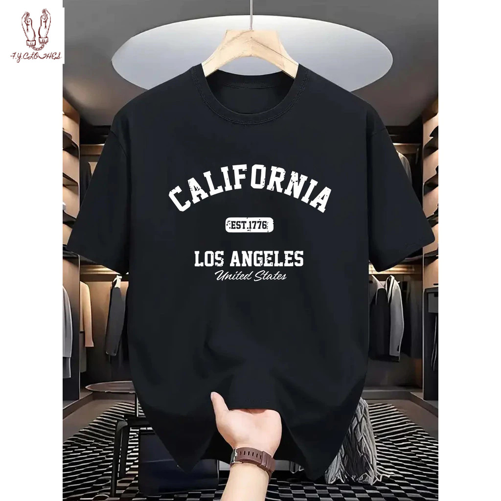 เสื้อยืดทรงหลวม แขนสั้น คอกลม สไตล์เกาหลี สวมใส่สบาย "CALIFORNIA"
