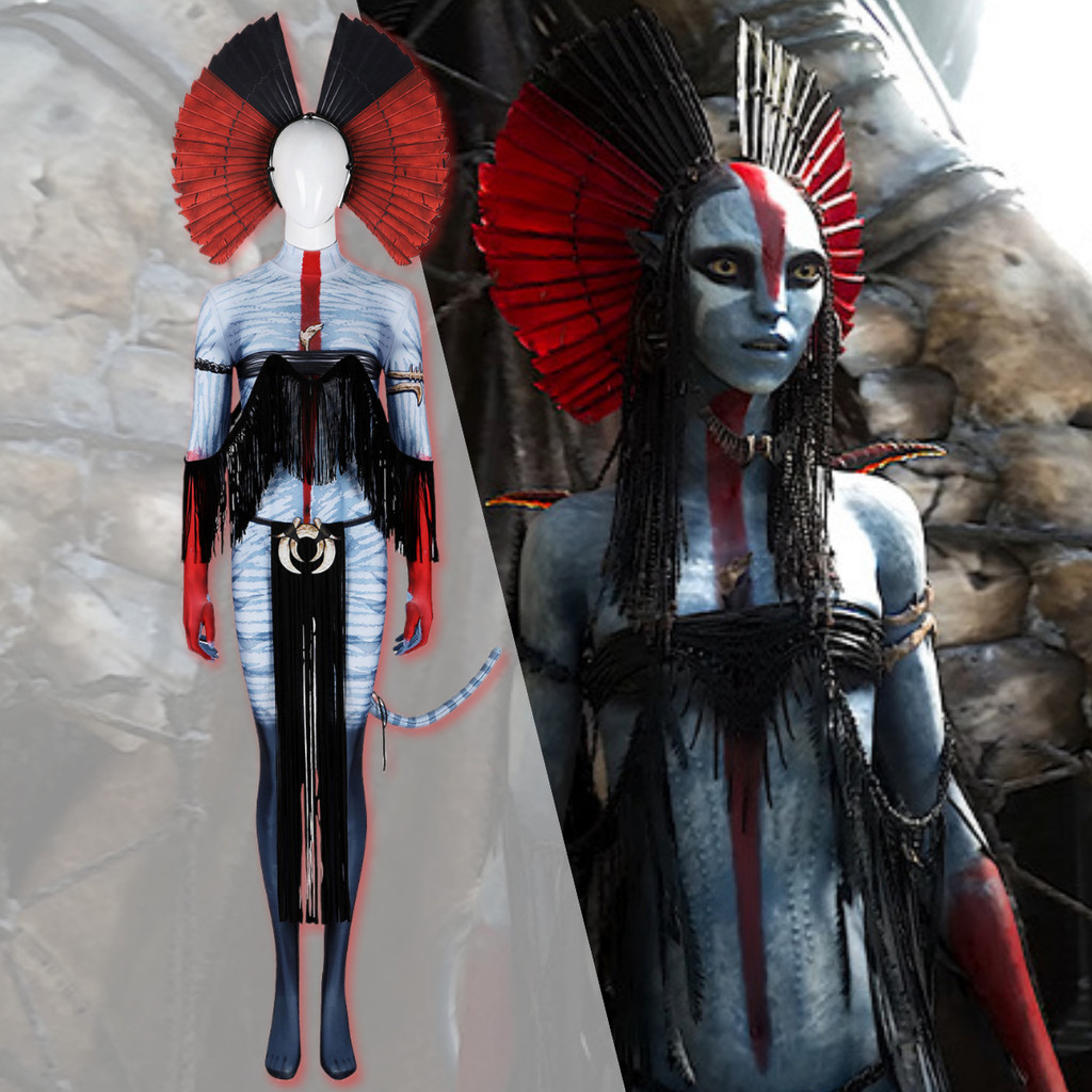 คอสเพลย์ Avatar 3: ชุดของผู้นำหญิง Varang - ชุดบอดี้สูทกระชับ มีพู่และหาง สำหรับงาน Comic Con และงาน.Theme Evening