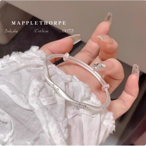 999 Silver Mi Smiley Face Bracelet Niche Sweet Light Luxury ประณีตญี่ปุ่นเกาหลี All-Match Simple แฟน