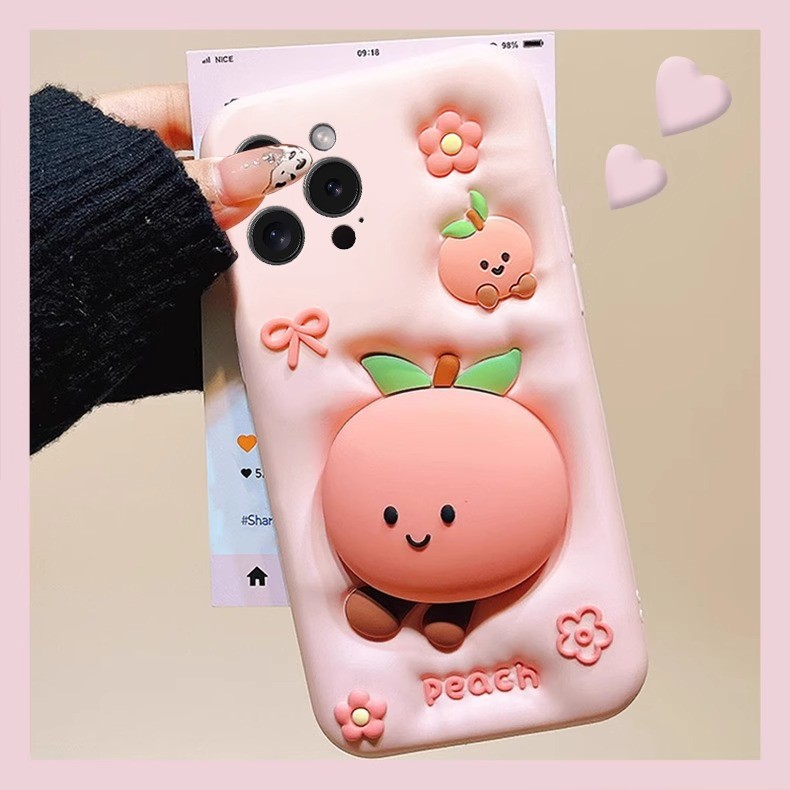 พีชเหมาะสําหรับเคสโทรศัพท์ Apple 16e 15 สีชมพู 16promax Samsung s25 s23u วงเล็บป้องกันกรณี 12.28