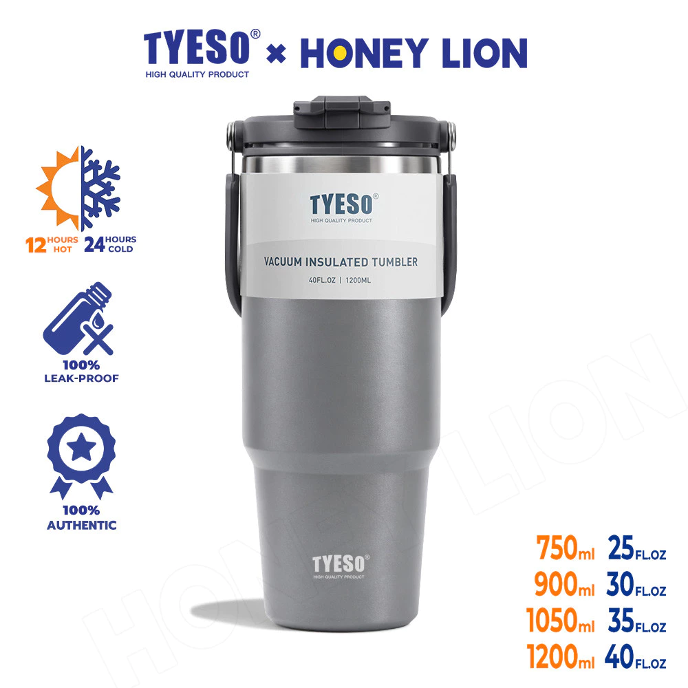 TYESO x HoneyLion แก้วน้ำ 304 Stainless 1200ml รุ่นใหม่หูหิ้วแข็งแรงทนทาน เก็บความร้อน-เย็นได้ตลอดวัน สีสวยพาสเทลทันสมัย - 01-01022/23/24/25/26