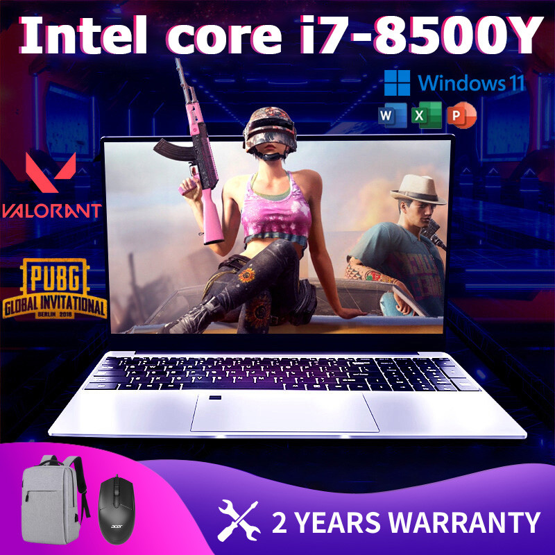 แล็ปท็อปสําหรับเล่นเกมหน้าจอ HD 15.6 นิ้ว Intel core i7-8500Y, Backlit Keyboard+Office Office Softwa
