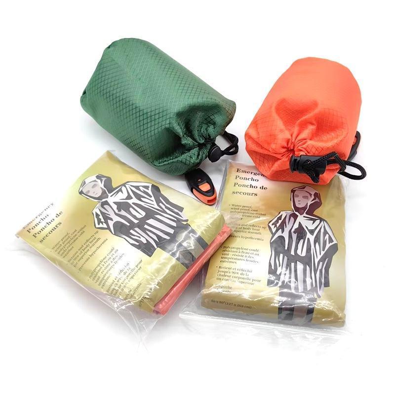 Technicolorsuper เสื้อกันฝนกลางแจ้ง Camping เสื้อกันฝนนกหวีดกันน้ําฉุกเฉินสะท้อนแสงอุ่นเสื้อผ้า Camp