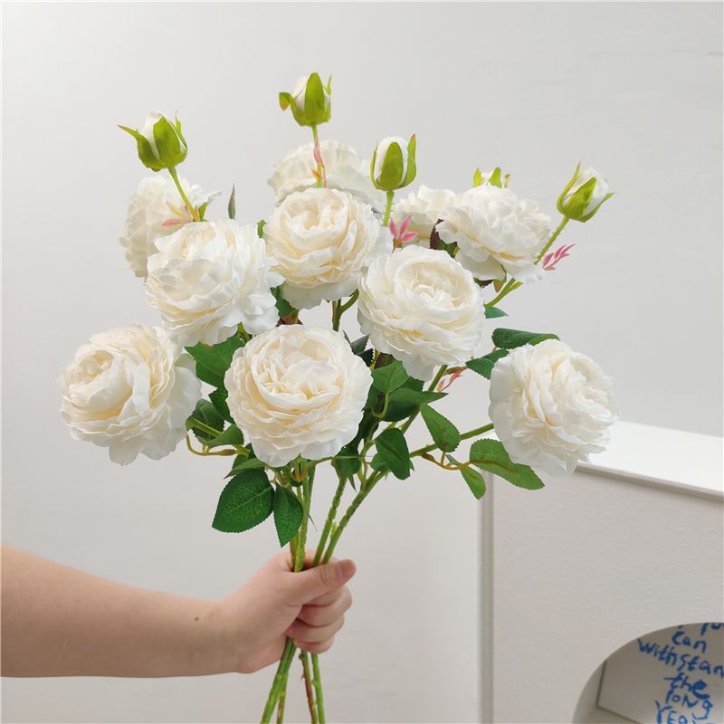 ช่อดอกไม้ดอกโบตั๋นจําลองดอกไม้ใหญ่เหมาะสําหรับการจัดดอกไม้โต๊ะรับประทานอาหารหรือมุมห้องนั่งเล่นไม่ดูแลไม่ต้องรดน้ํา - รูปที่ 7