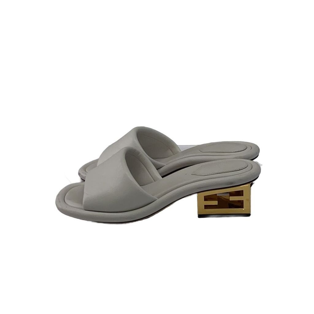 Fendi Sandals FF baguette slide 37 WHT leather Direct from Japan Secondhand