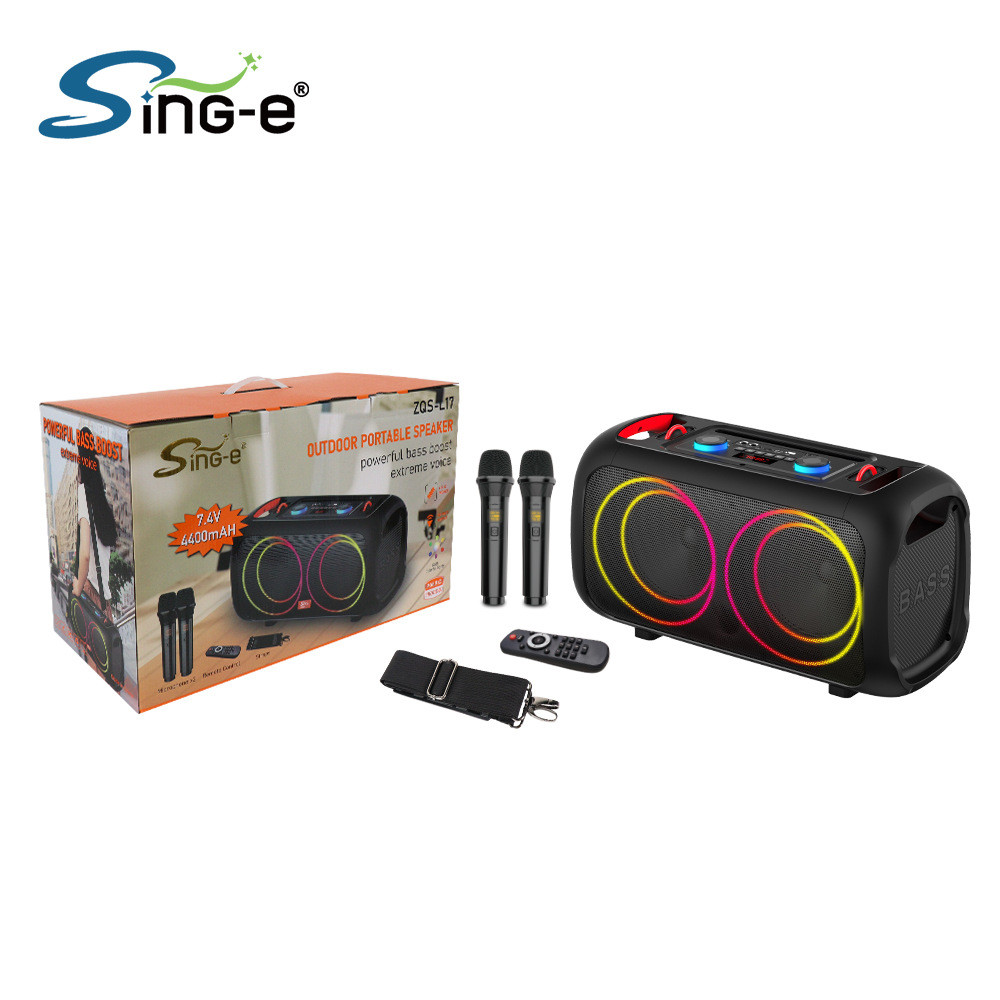 Sing-e ZQS-L17 ไมโครโฟนเสียงไมโครโฟนในตัวไร้สายบลูทูธ K เพลงลําโพงเด็ก KTV