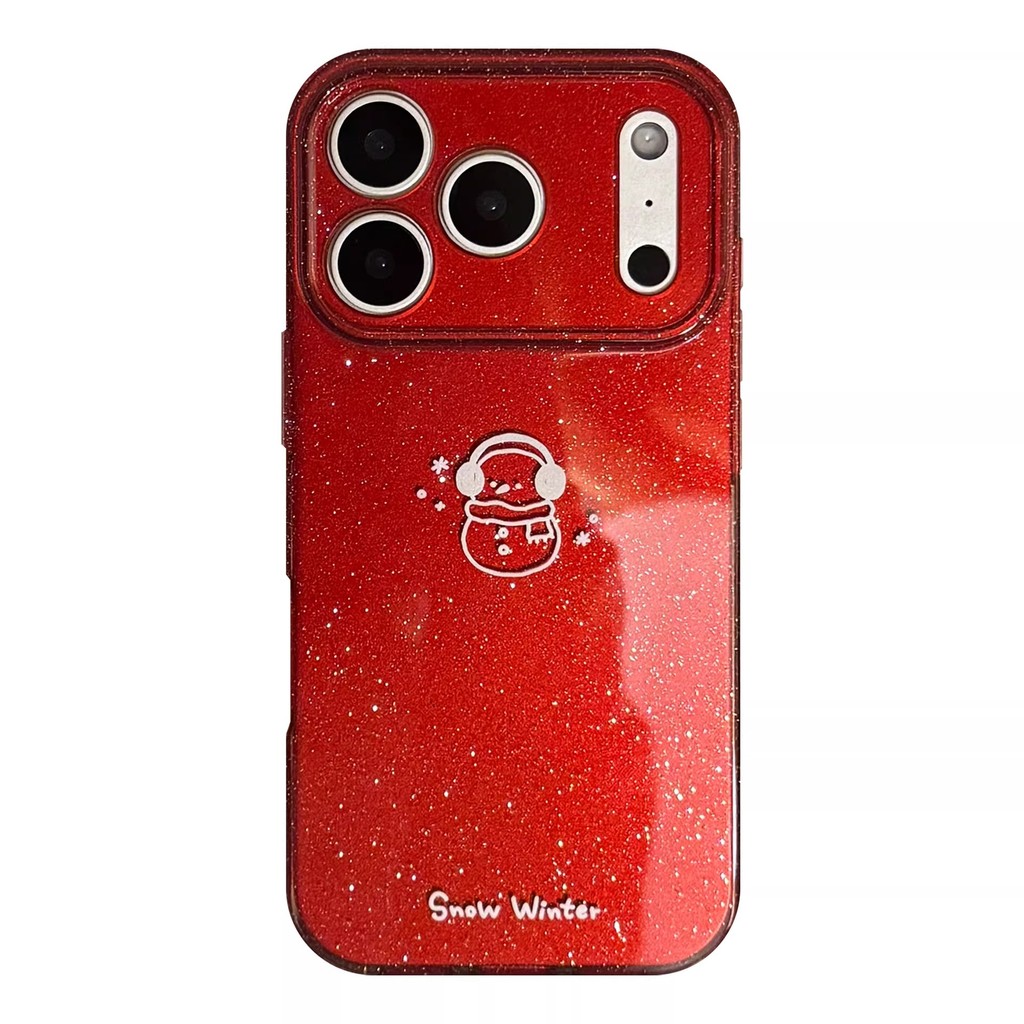 ใหม่ Lucky Sparkly Glitter Snowman เคสโทรศัพท์,ใช้งานร่วมกับ iPhone 17 Pro Max/16 Pro/15 PM/14 Pro/13 PM, การออกแบบบรรยากาศฤดูหนาวน่ารักสําหรับผู้หญิง, นําโชคลาภสําหรับปีใหม่ - รูปที่ 3