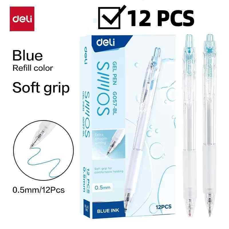 ปากกาเจลดึงได้ Deli 0.5 มม. สีดำหมึกกระสุนเคล็ดลับเจลปากกาสํานักงานอุปกรณ์โรงเรียนเครื่องเขียน