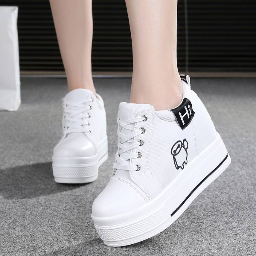 MC1 รองเท้าผู้หญิงการ์ตูน Doraemon Wedges รองเท้า MC1atform รองเท้าส้นสูงรองเท้า Lace up Kasut Wanit