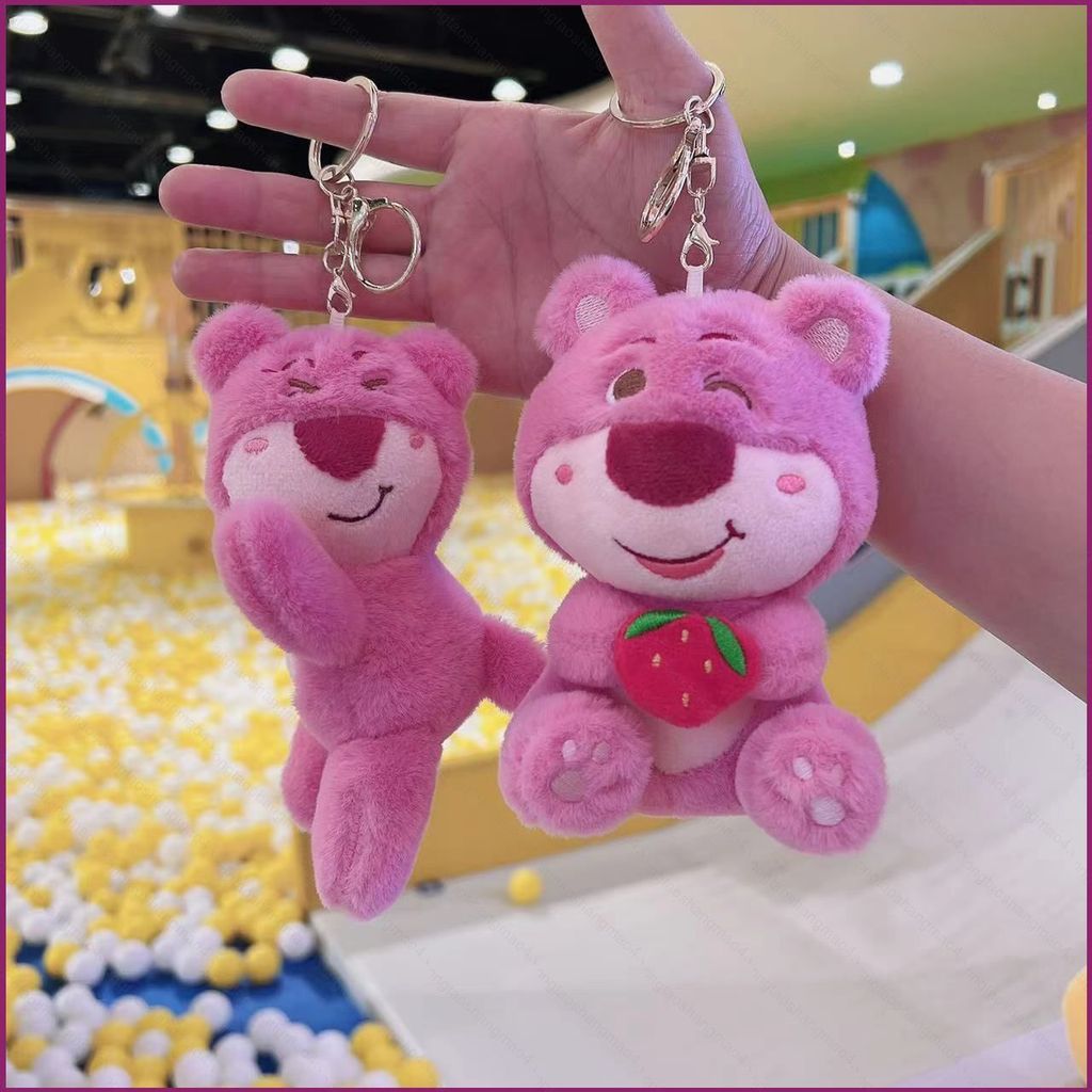 YT4 น่ารักLotso ตุ๊กตาตุ๊กตาของขวัญสําหรับสาวกระเป๋าจี้พวงกุญแจตุ๊กตาสตรอเบอร์รี่หมีตุ๊กตาของเล่นสํา