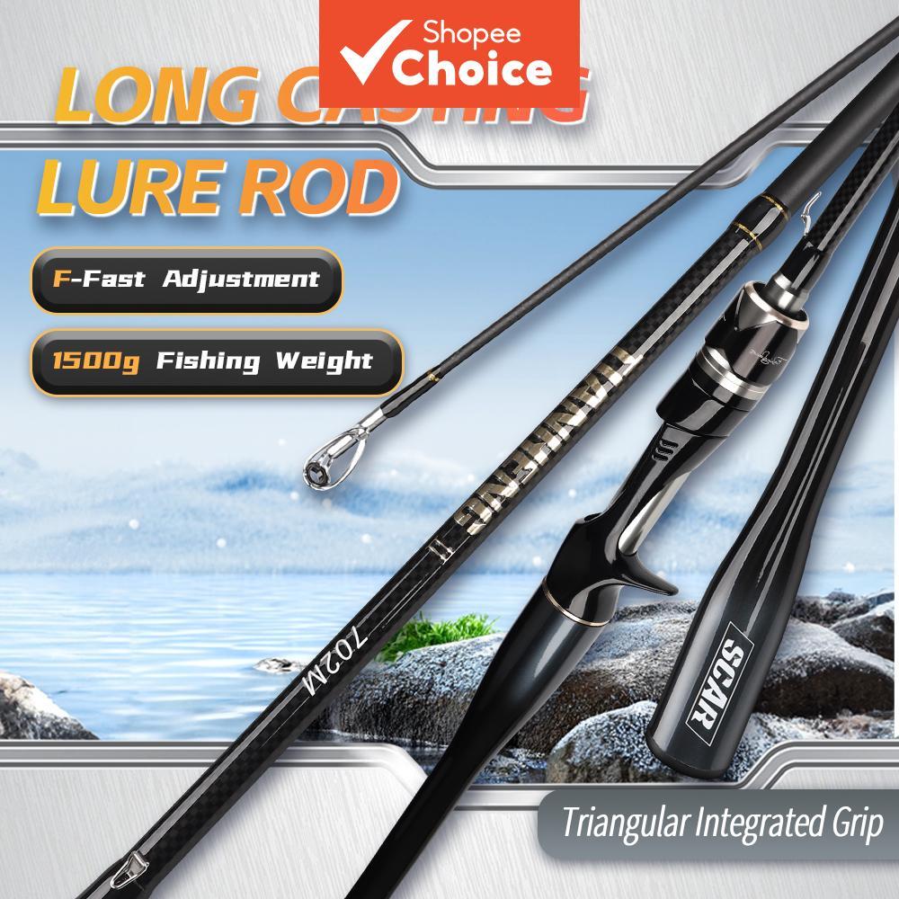 FISHINGFANS 1.8m 2.1m 2.4m เส้นใยคาร์บอนสูง Spinning Casting Bass Medium Power 6-12lb Tapered Handle