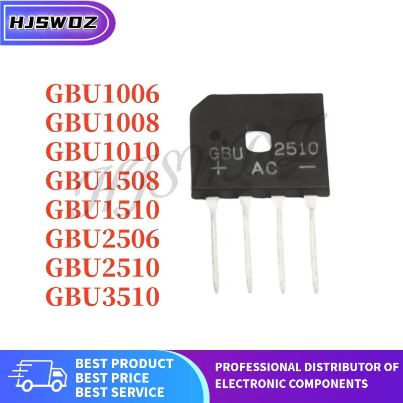 10 ชิ้น/ล็อต GBU2506 GBU1510 GBU2510 GBU1006 GBU1010 GBU3510 GBU1508 GBU1008 Bridge Rectifier ยี่ห้อ
